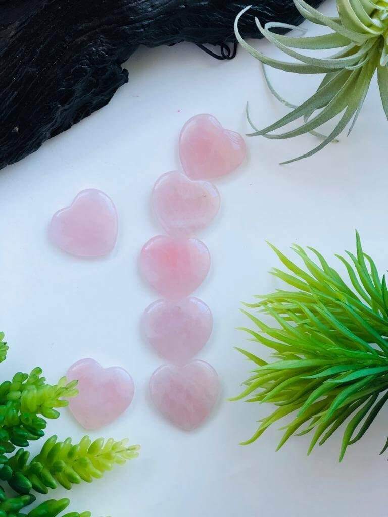 Rose Quartz heart shaped crystals - 35 mm