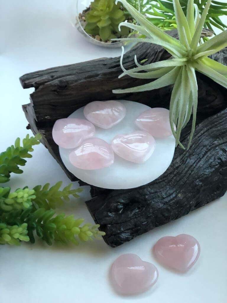 Rose Quartz heart shaped crystals - 35 mm