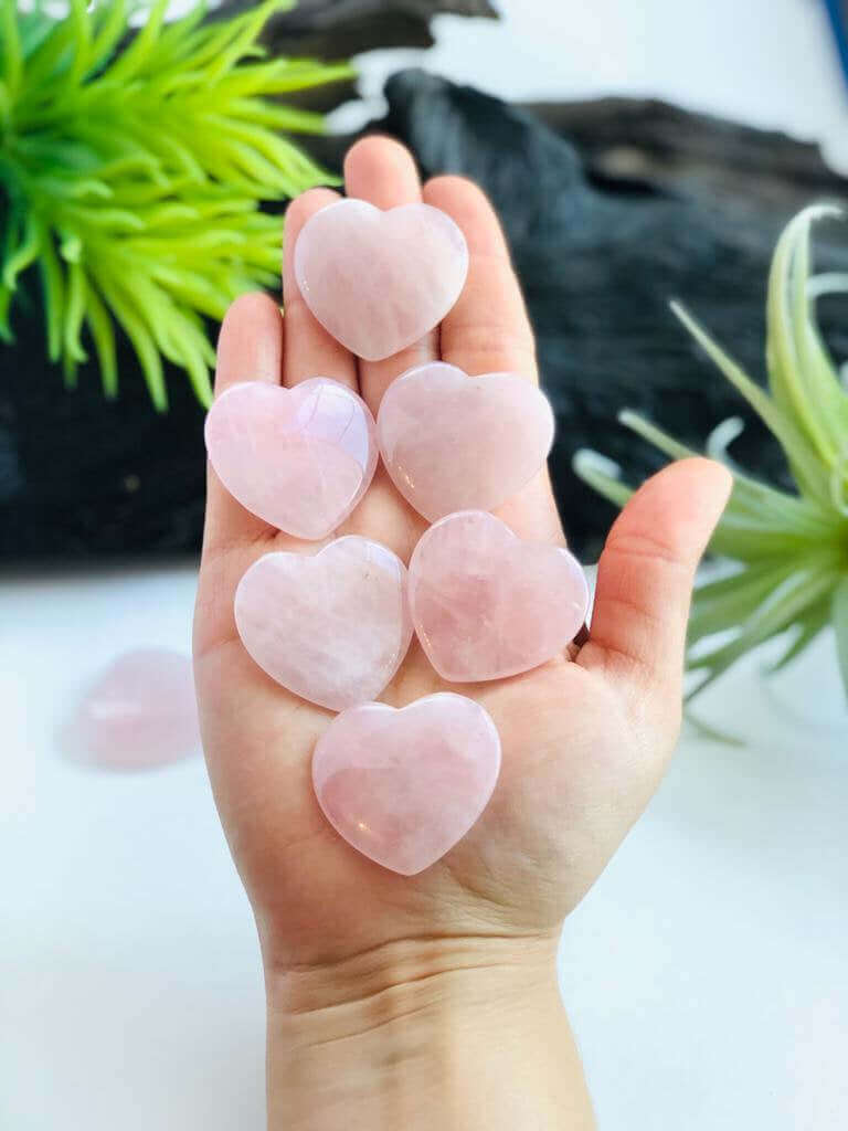 Rose Quartz heart shaped crystals - 35 mm