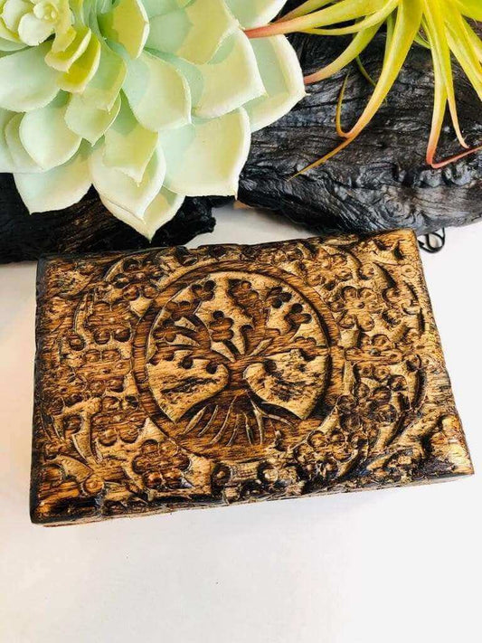 Tree of life - Hand-Carved mango wood gift box