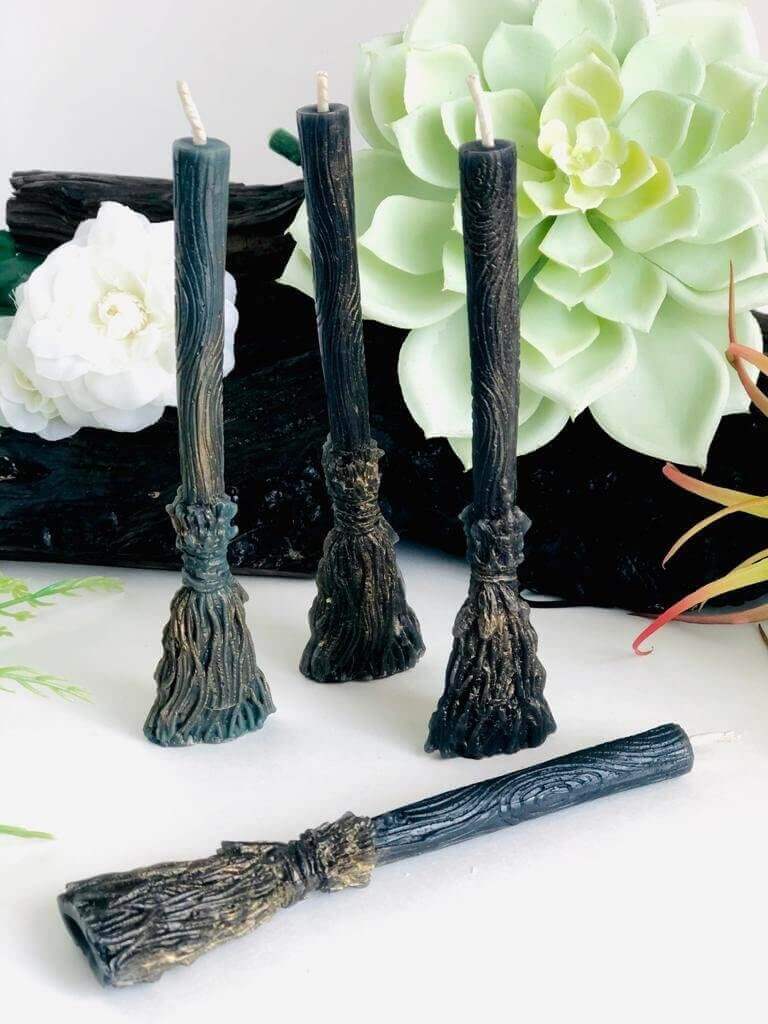 Witch broom beeswax candles