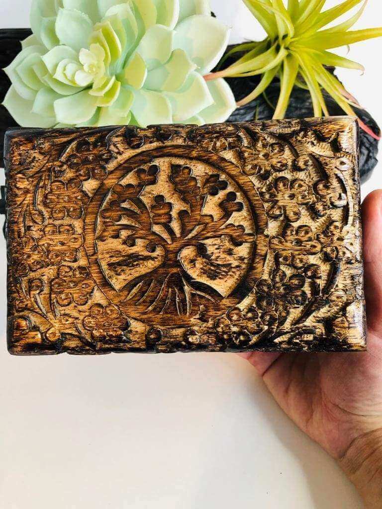 Tree of life - Hand-Carved mango wood gift box