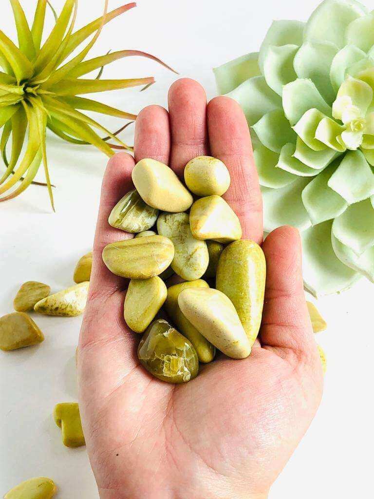Lemon Serpentine tumbled stone