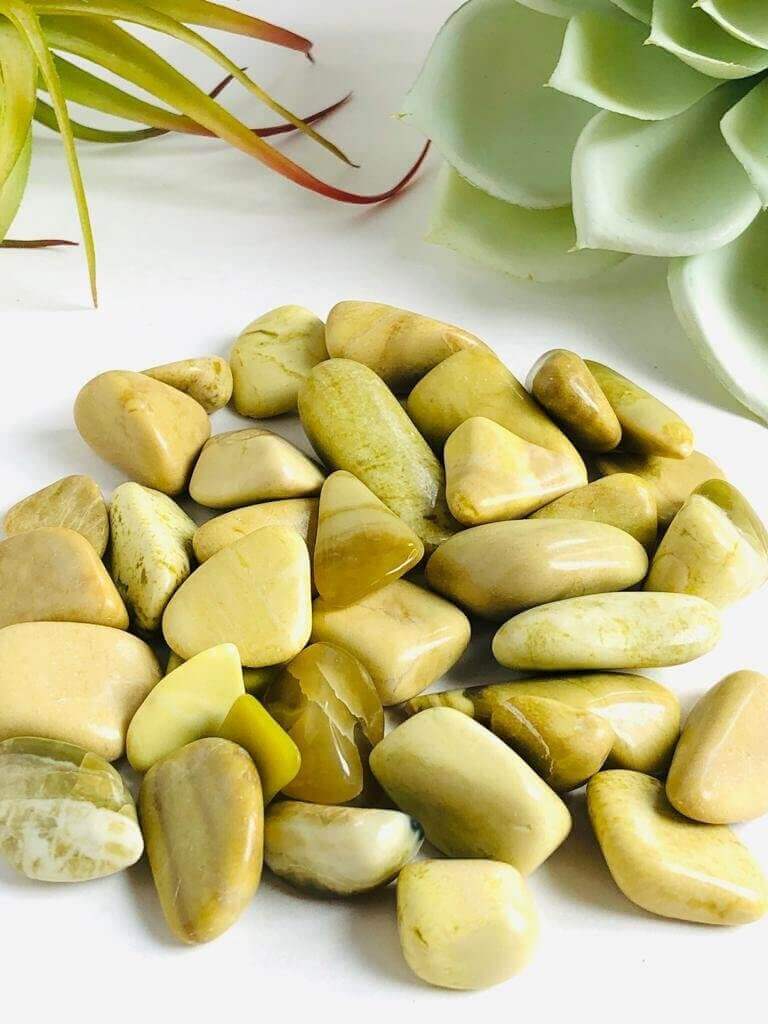Lemon Serpentine tumbled stone