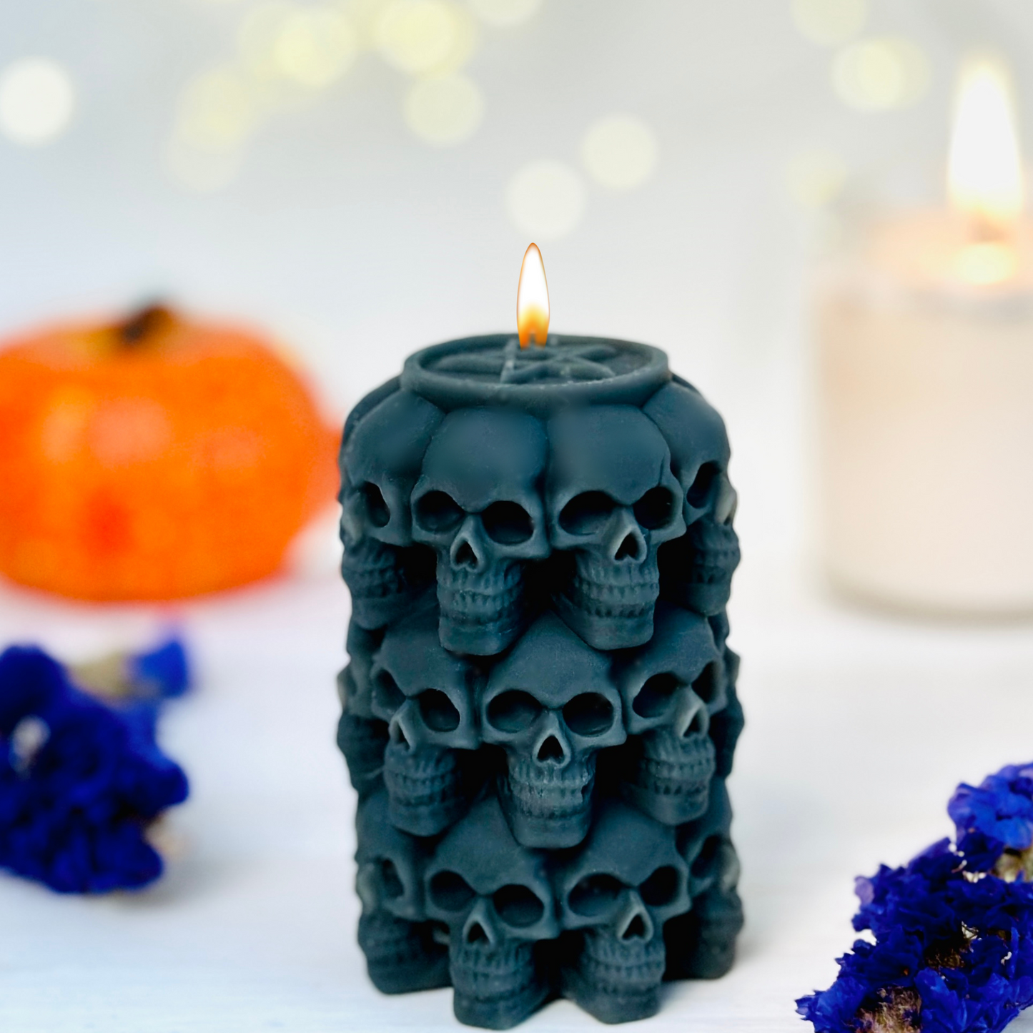 24 Skulls pillar candle mold / candle making silicone molds / Day of the dead and Spooky Halloween candle molds