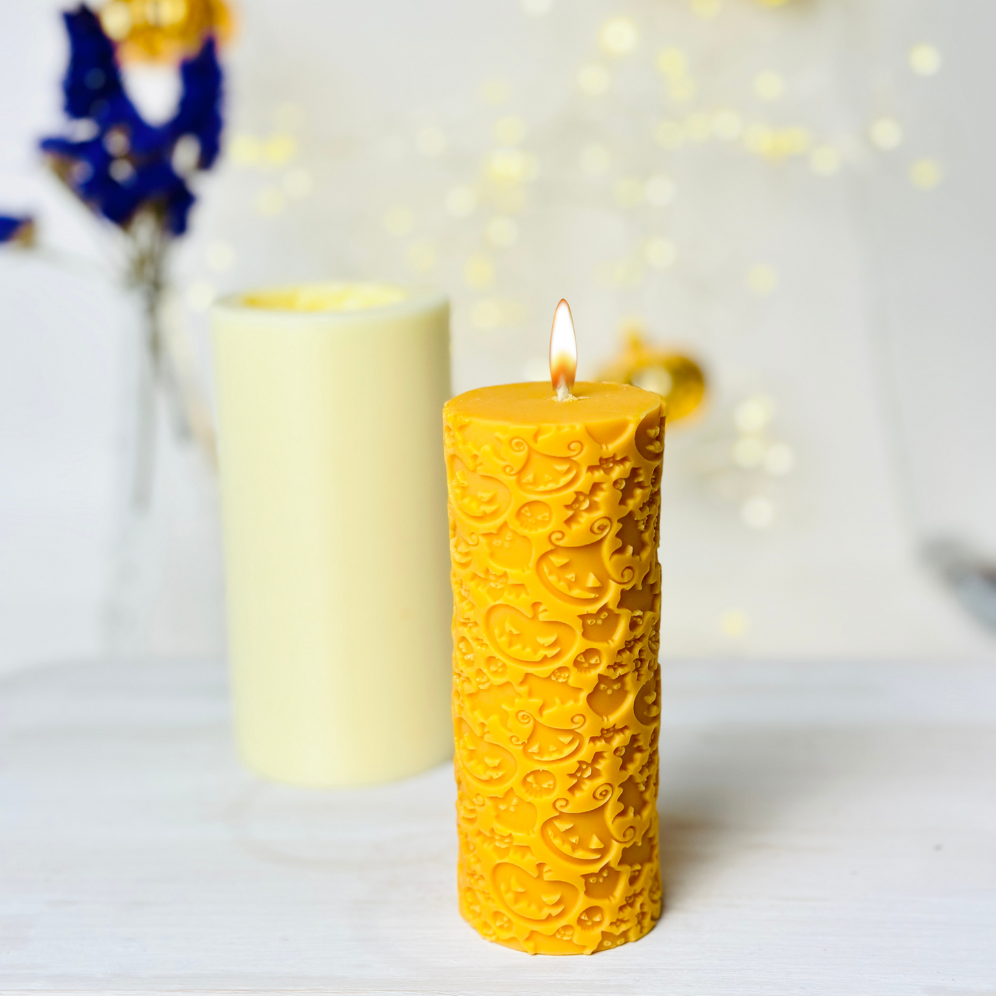 Premium Silicone Candle Mold - Jack-o-Lantern & Bat Design | Create Unique Shaped Candles for Halloween