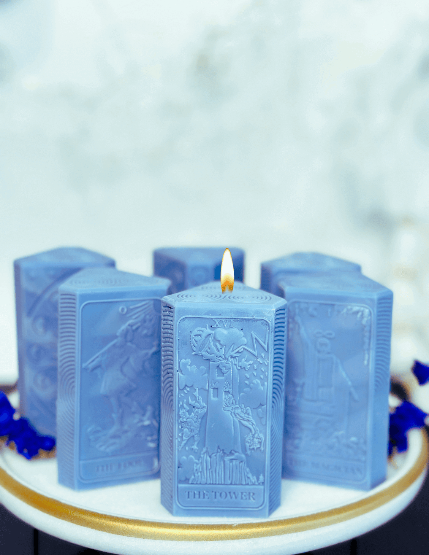 The Tower Tarot card and moon phases candle mold