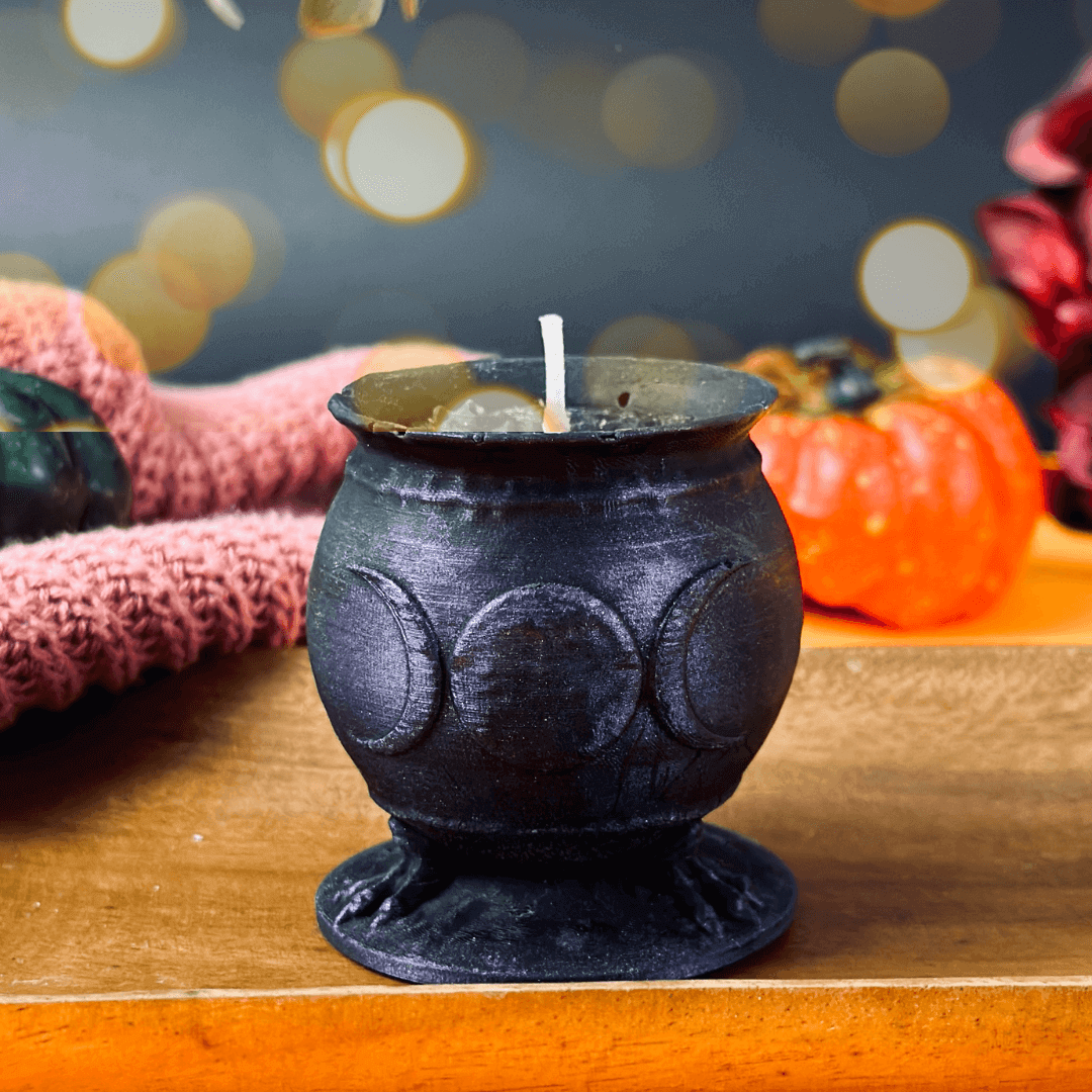 Cauldron with moon phases - silicone candle mold