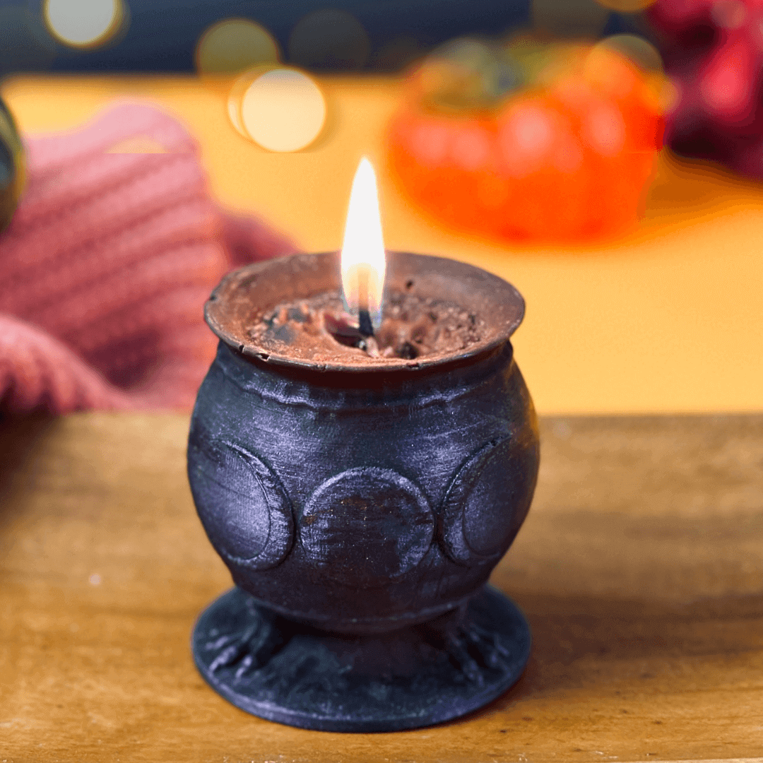 Cauldron with moon phases - silicone candle mold