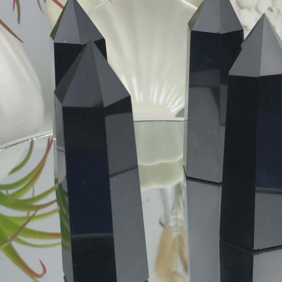 Obsidian tower for protection grounding and meditation