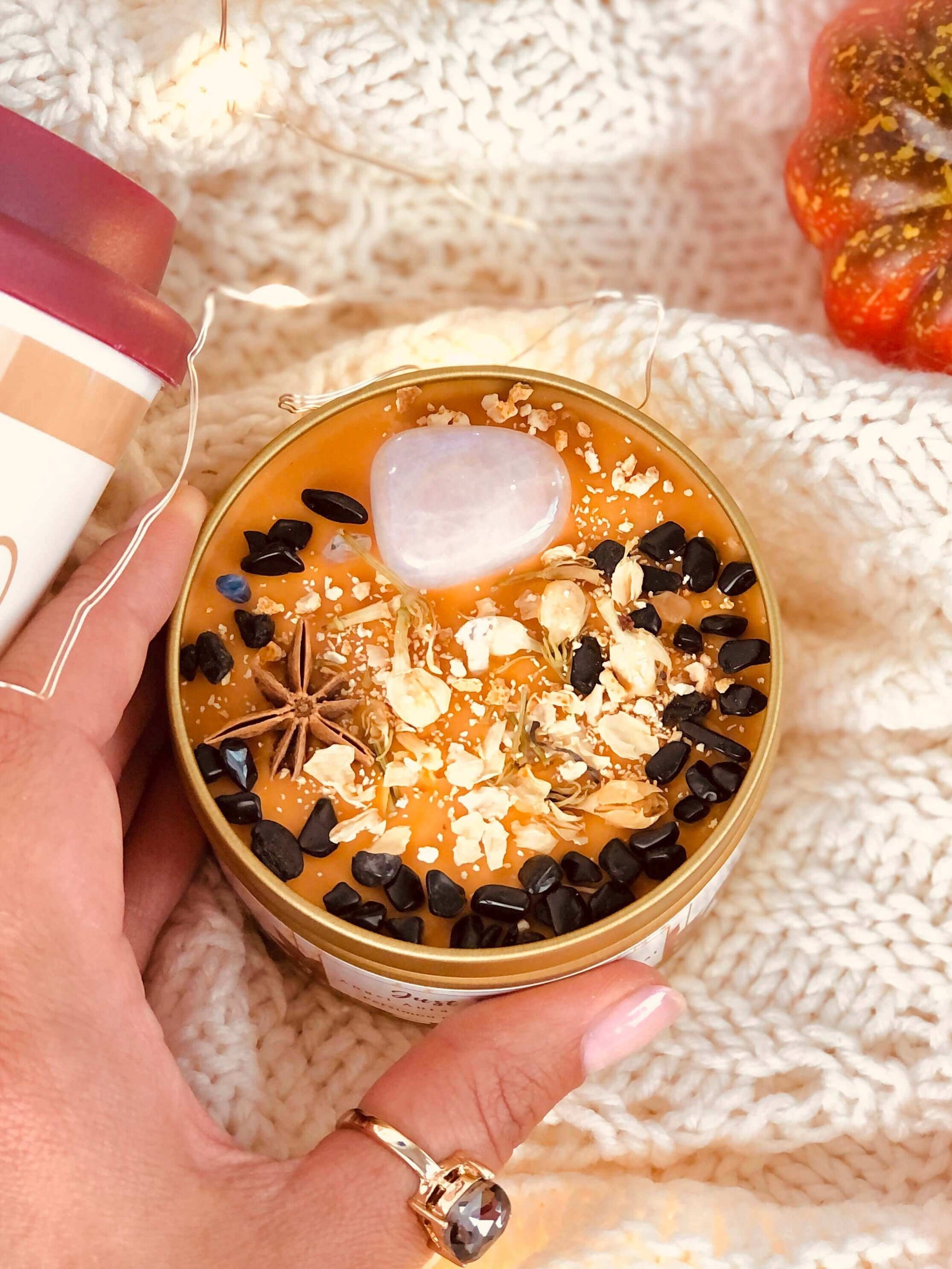 Fall Crystal And Herb Infused Soy Candle