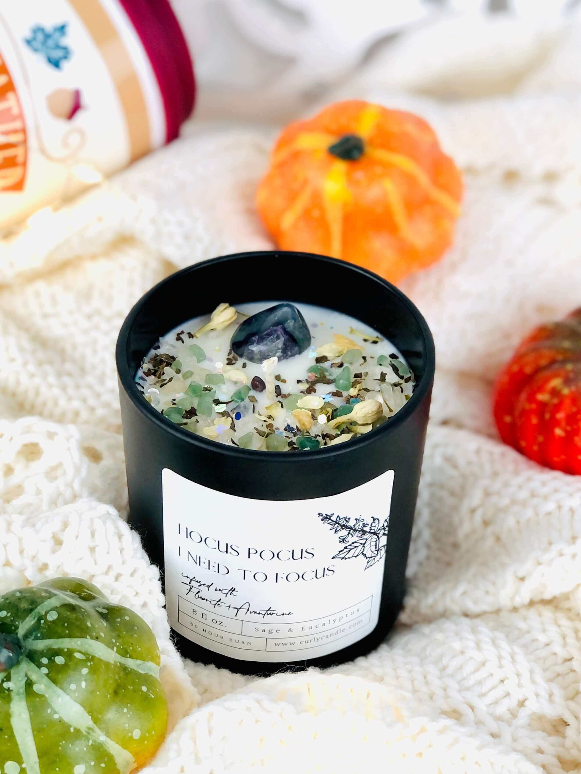 Intention Crystal & Herb Candle , Hocus Pocus I Need to Focus