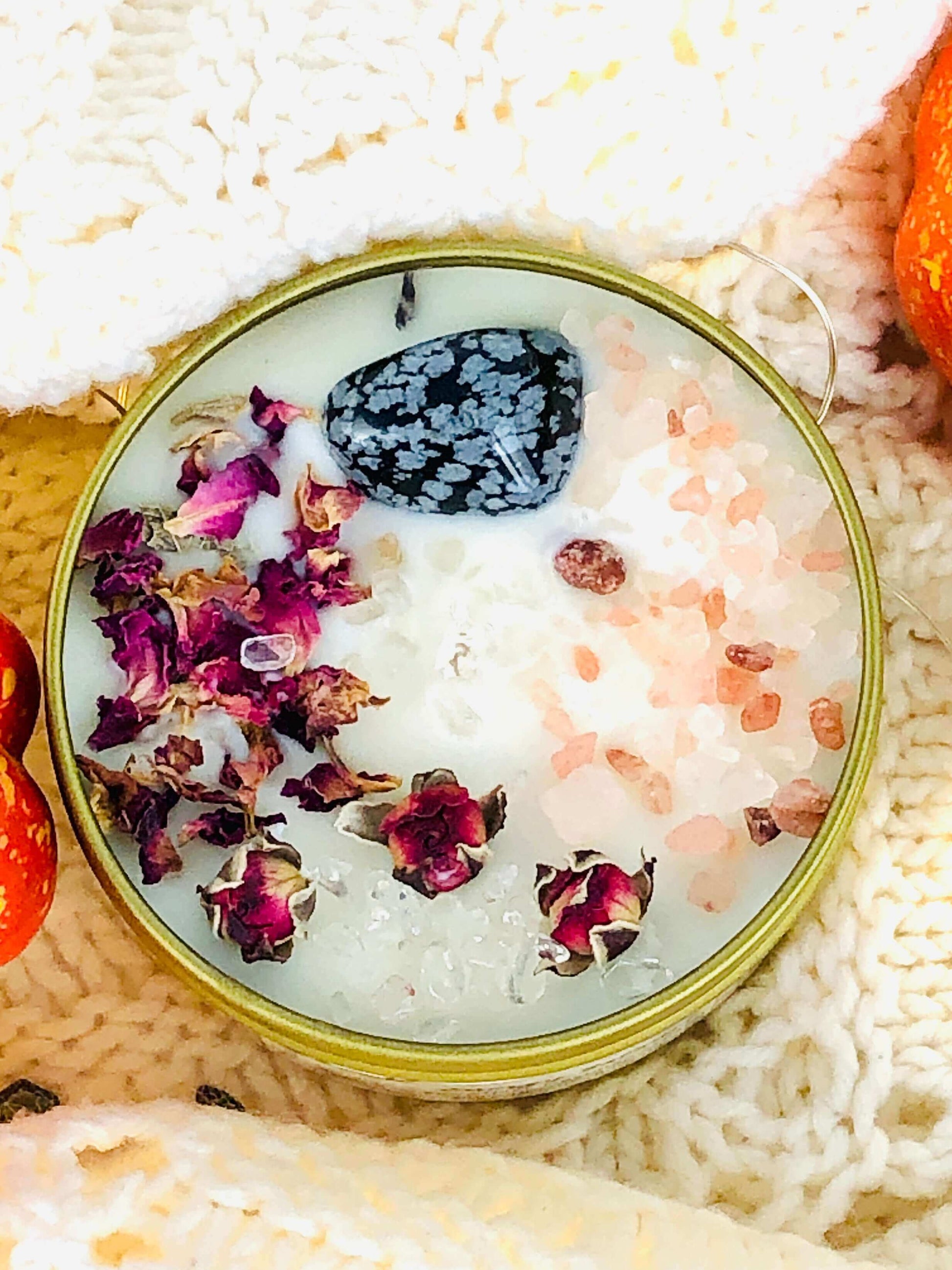NEW - Fall crystal healing candle , ENERGY BALANCE soy candle with crystals and herbs , Intention candle , coffee lovers candle gift , meditation
