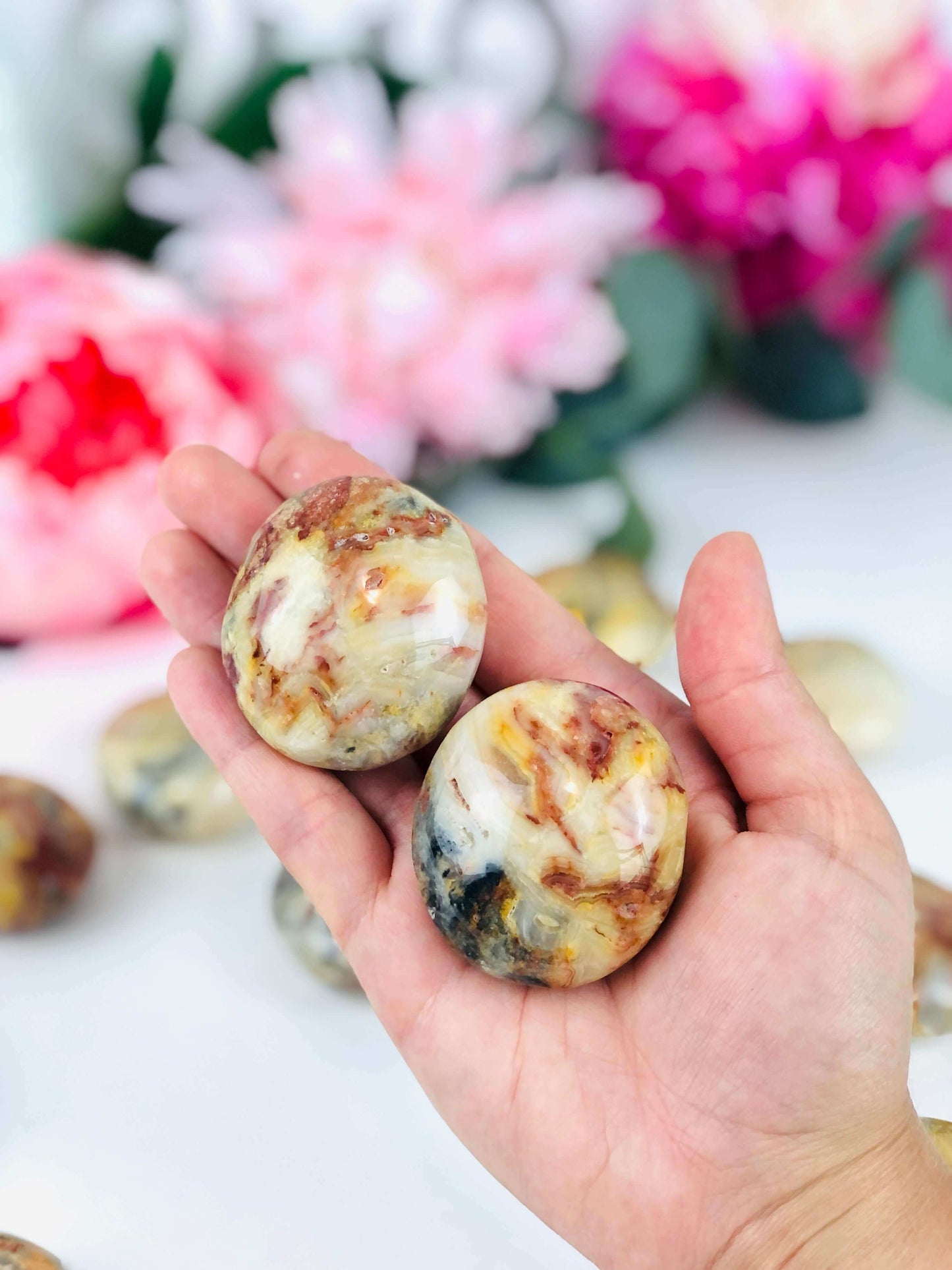 NEW - Crazy lace agate palm stones