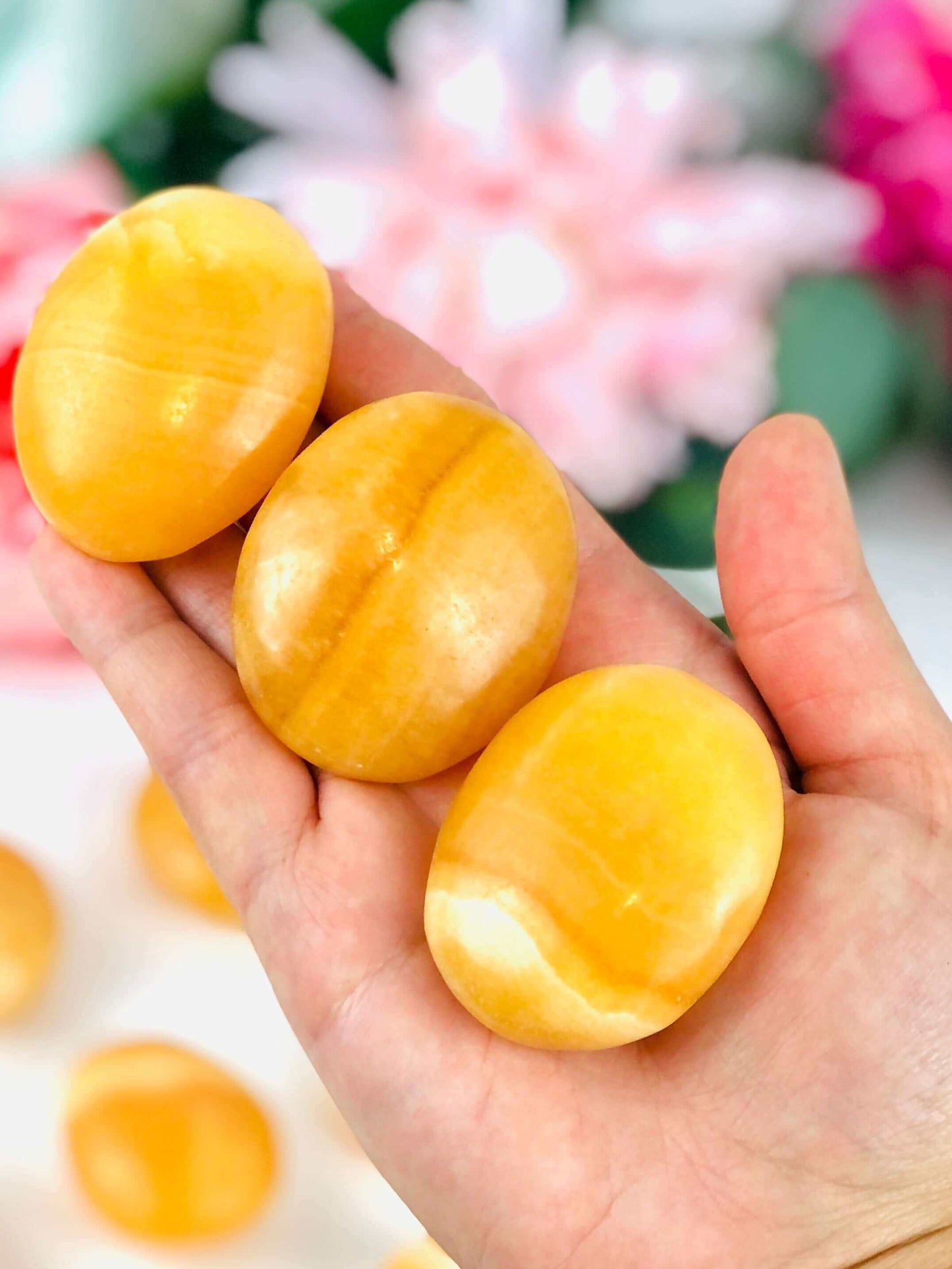 Juicy Orange Calcite palm stone