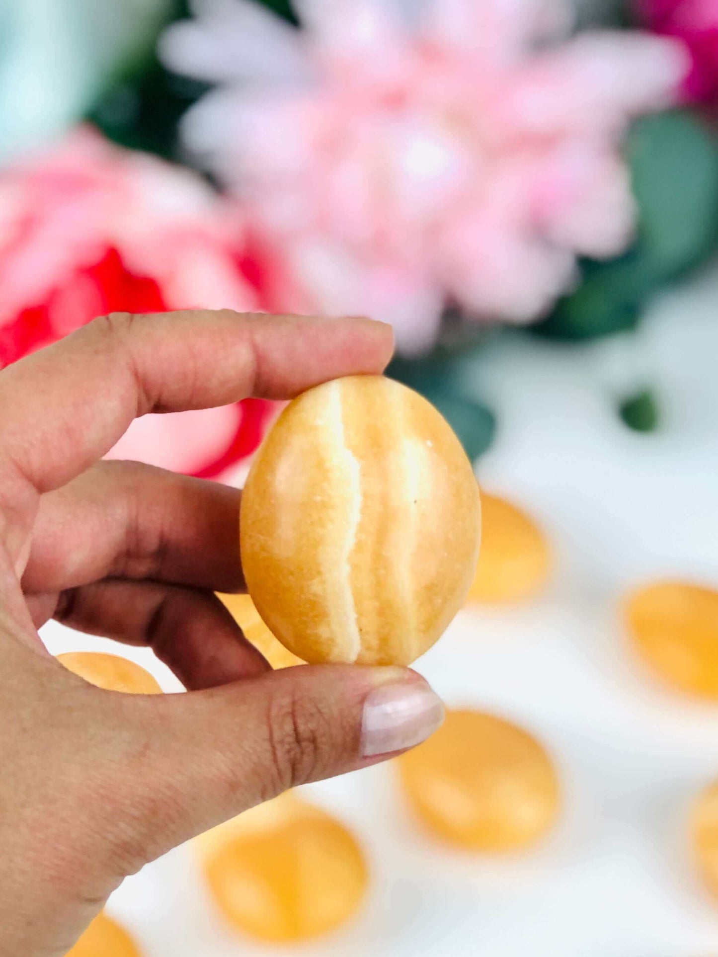 Juicy Orange Calcite palm stone