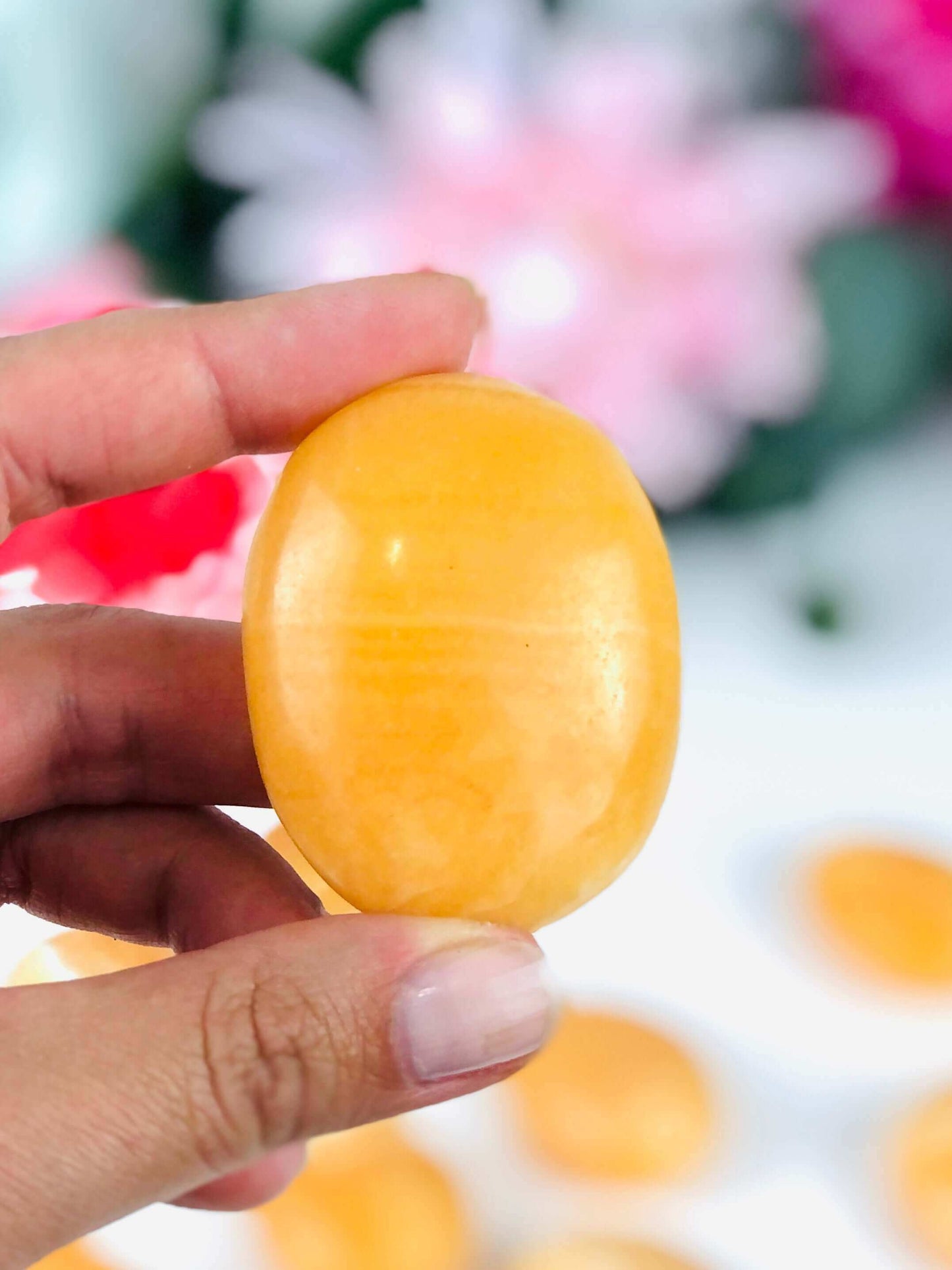 Juicy Orange Calcite palm stone