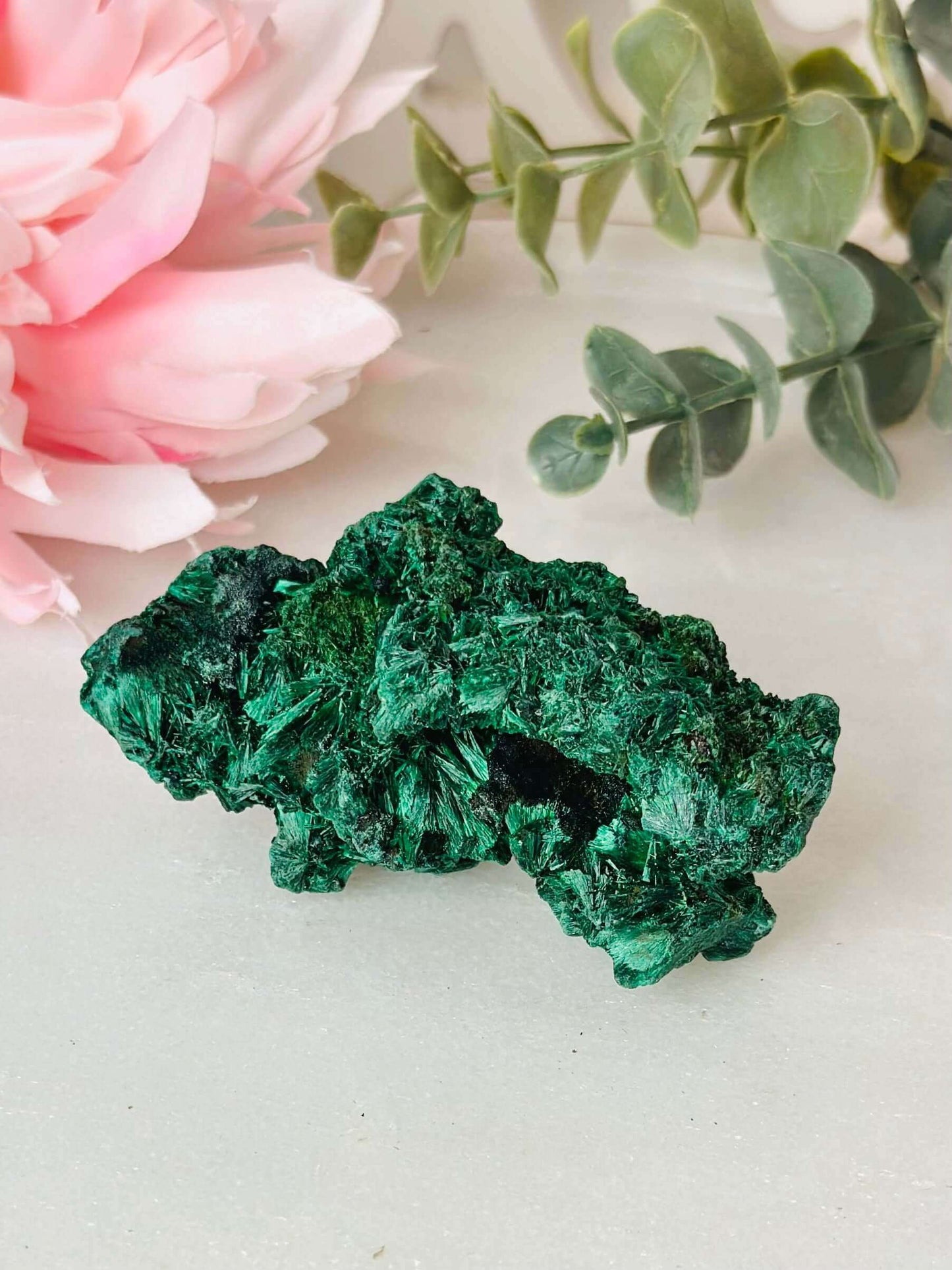 Fibrous Velvet Malachite Specimen