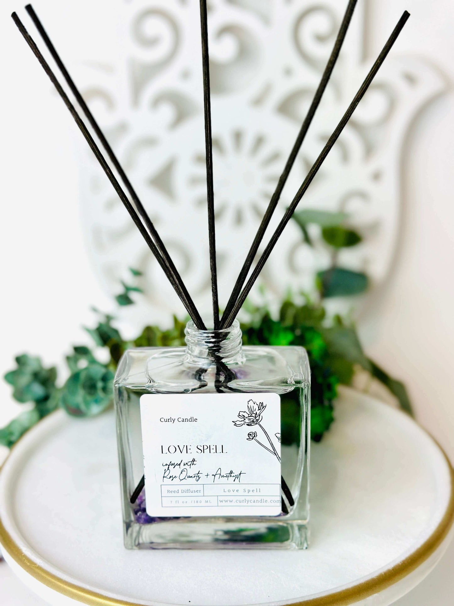 Love spell crystal candle & reed diffuser gift box