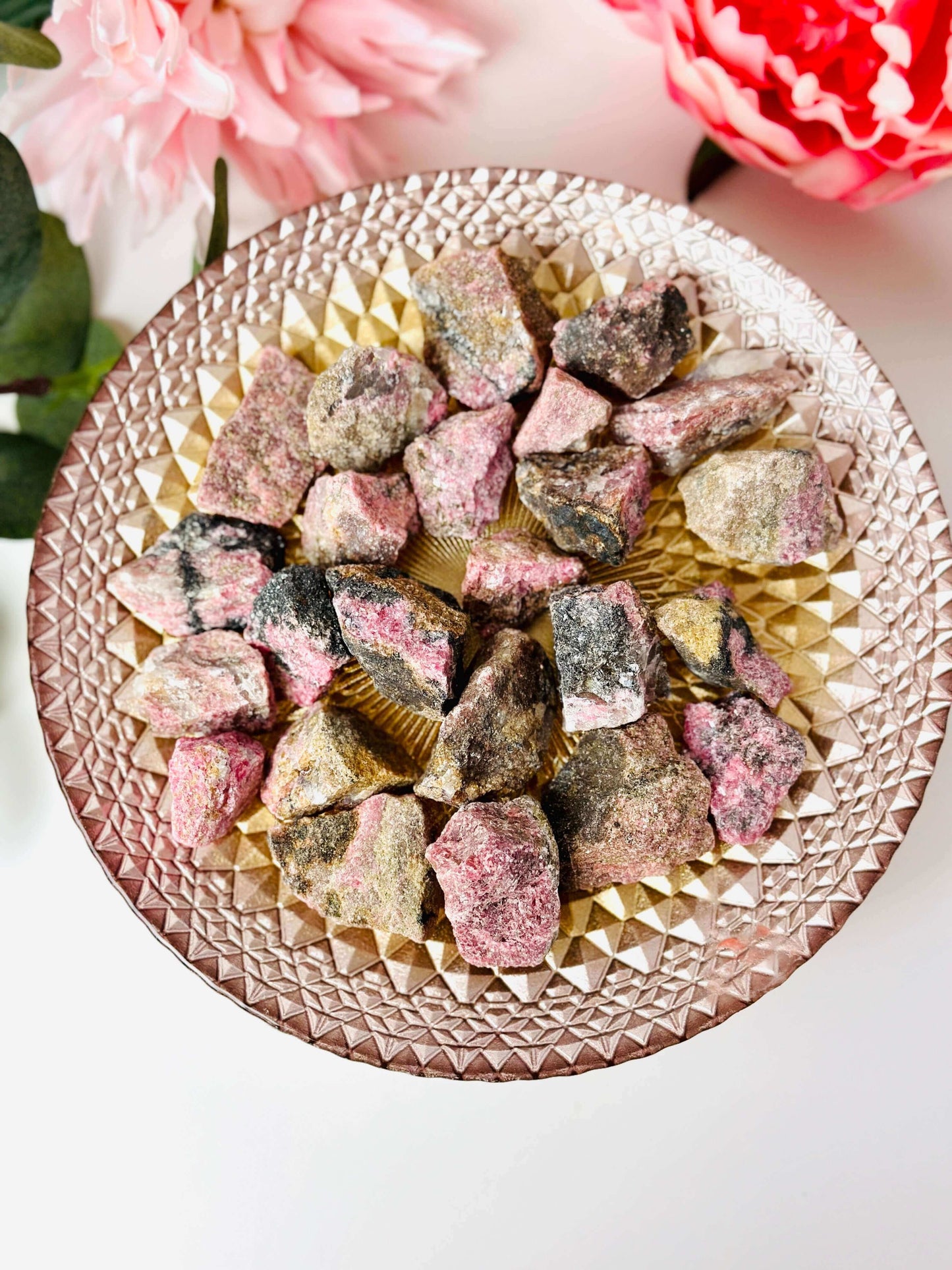 Raw Rhodonite stone, Crystals for love
