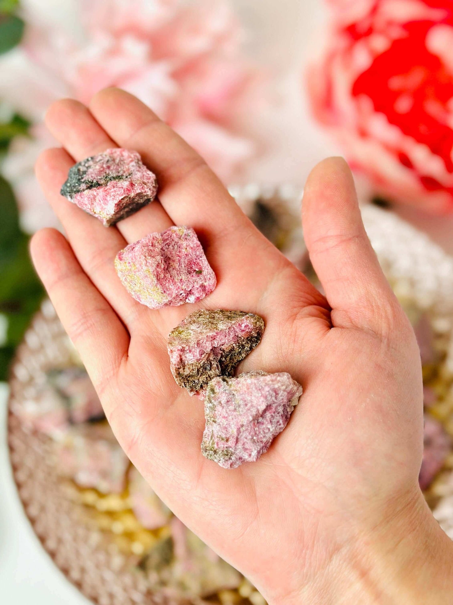 Raw Rhodonite stone, Crystals for love