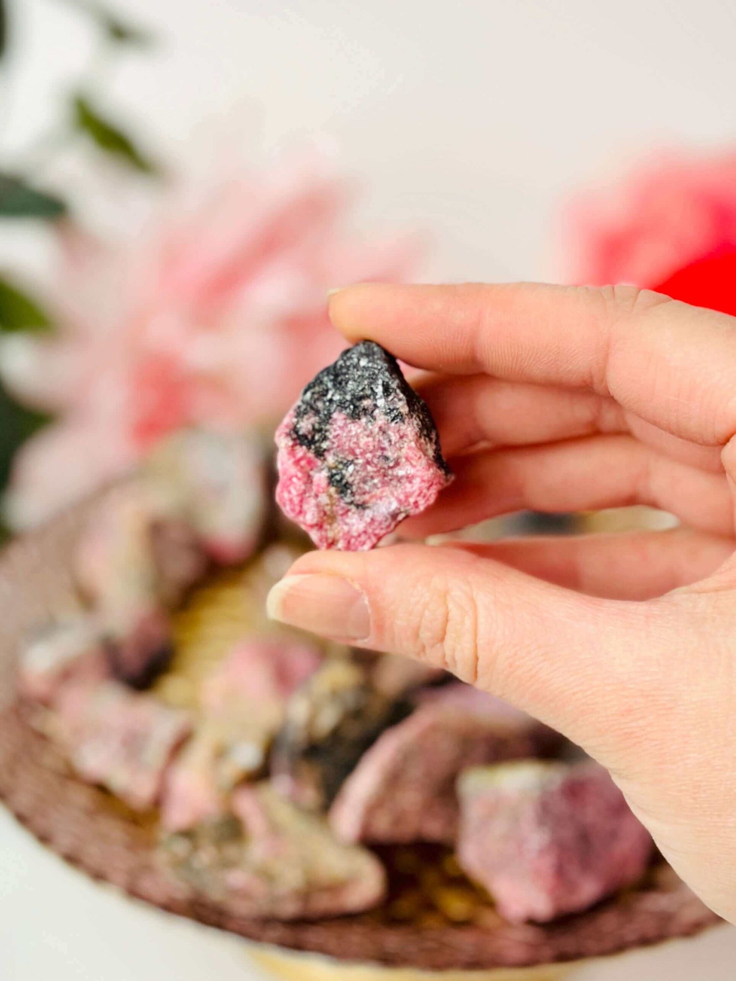 Raw Rhodonite stone, Crystals for love