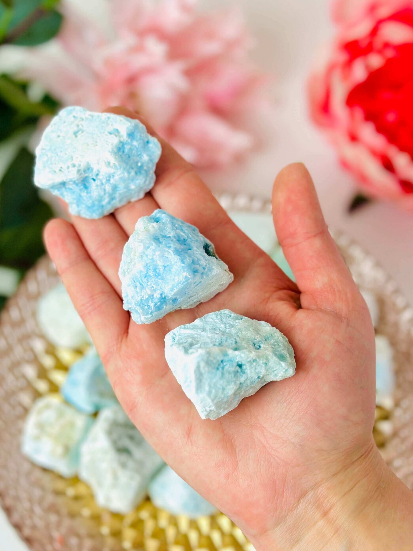 Blue Aragonite raw crystals