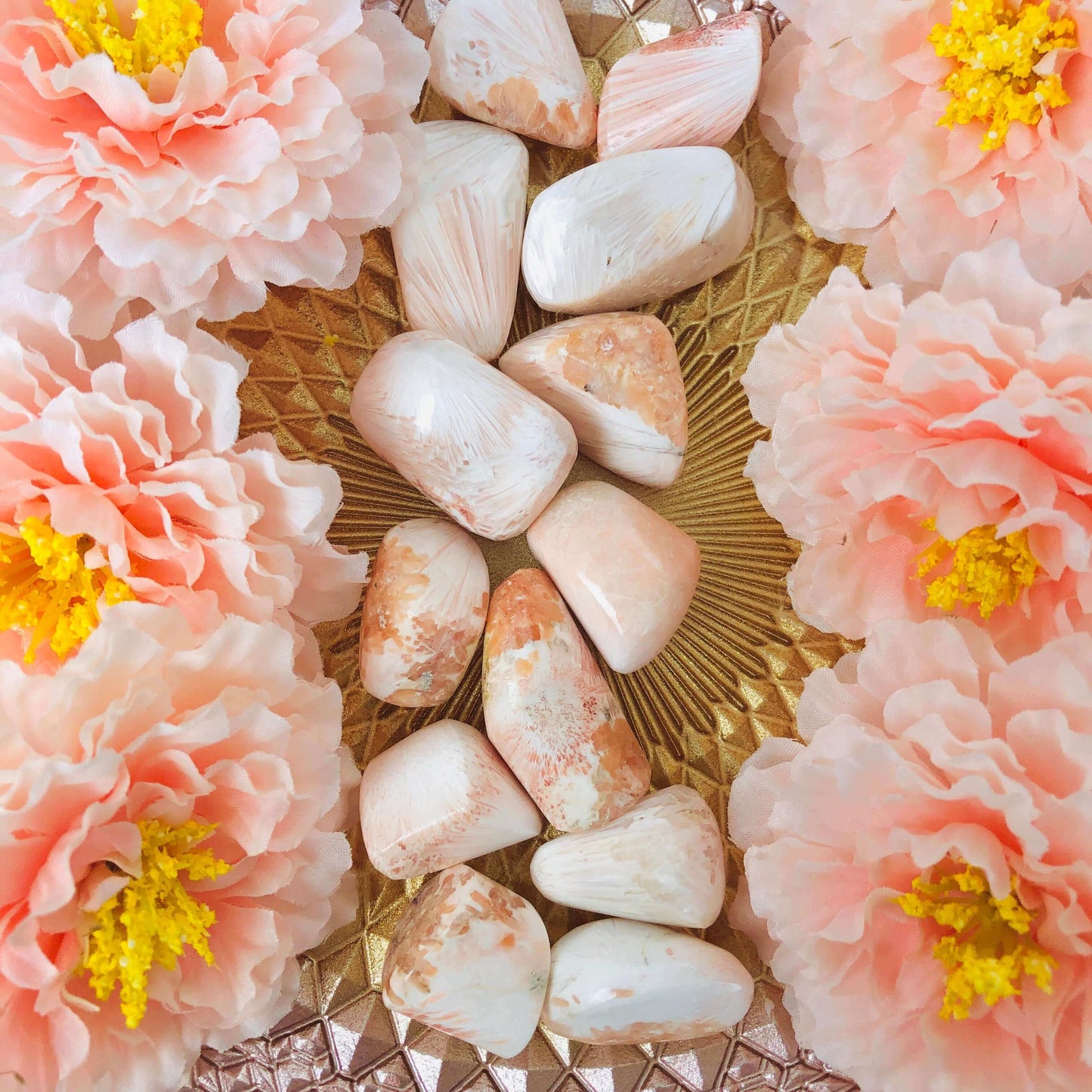 Pink / Peach Scolecite crystal , crystals for anxiety