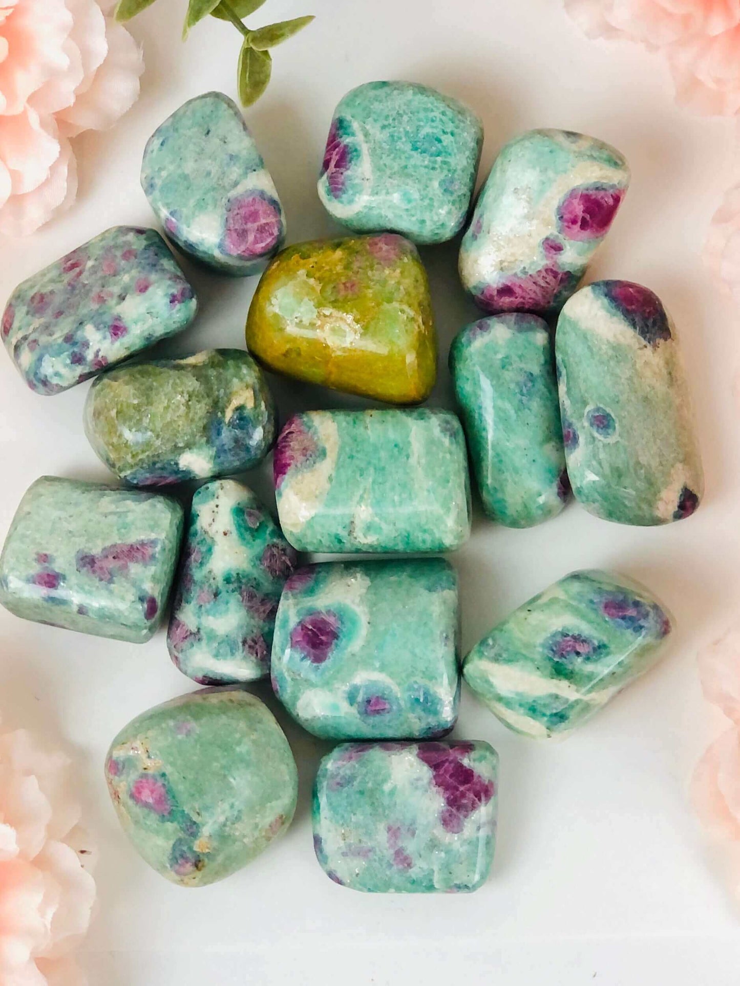 Ruby in fuchsite tumbled crystal