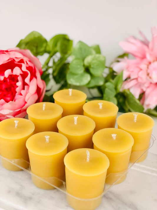 Set of 9 beeswax votive candles