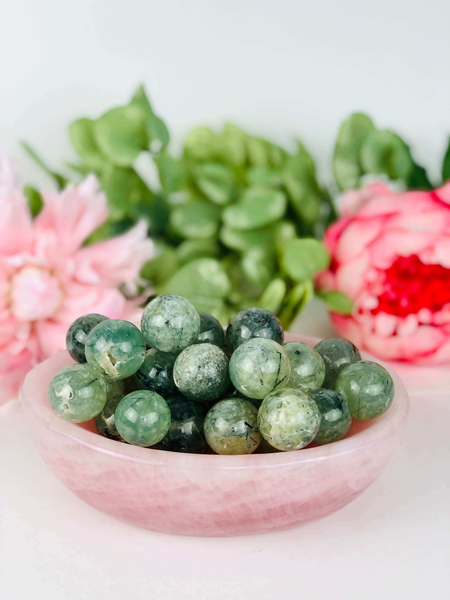 Mini Prehnite Epidote crystal sphere