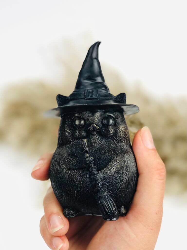 Black Cat In Witchy Hat Candle