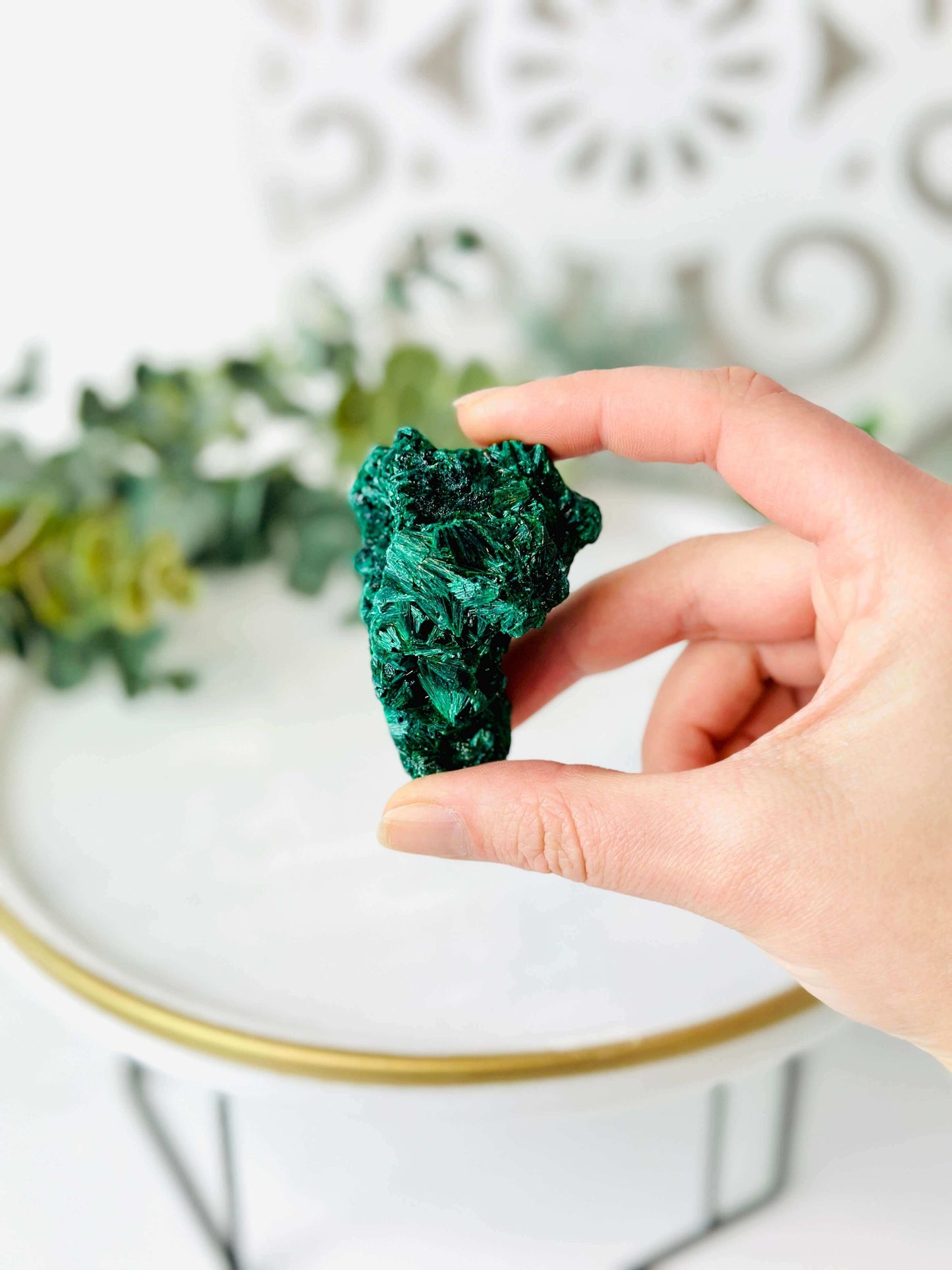 Fibrous Velvet Raw Malachite specimen