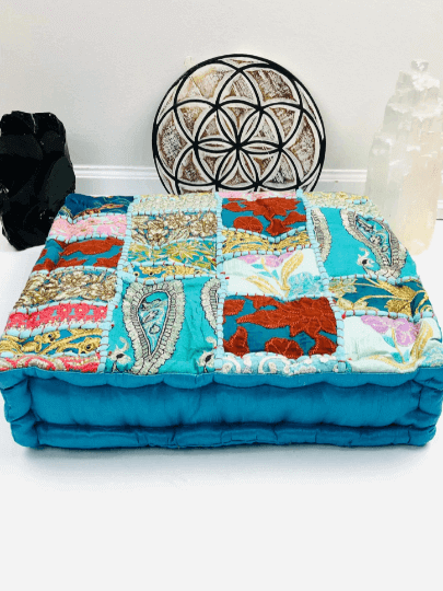 Meditation, yoga pillow blue - Khambadia pattern