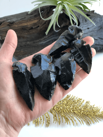 Large Black Obsidian crystal carving