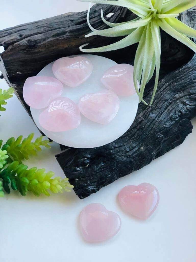 Rose Quartz heart shaped crystals - 35 mm