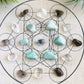 Metatrons Cube Crystal Grid mat kit with 19 Crystals