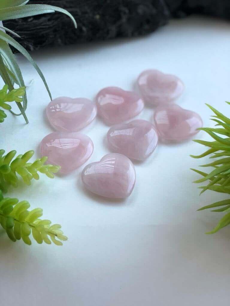 Rose Quartz heart shaped crystals - 35 mm