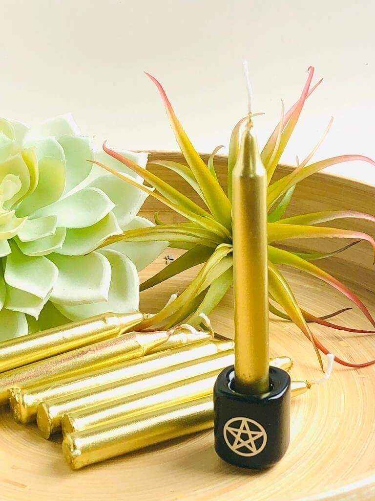 Gold Mini ritual candle with holder