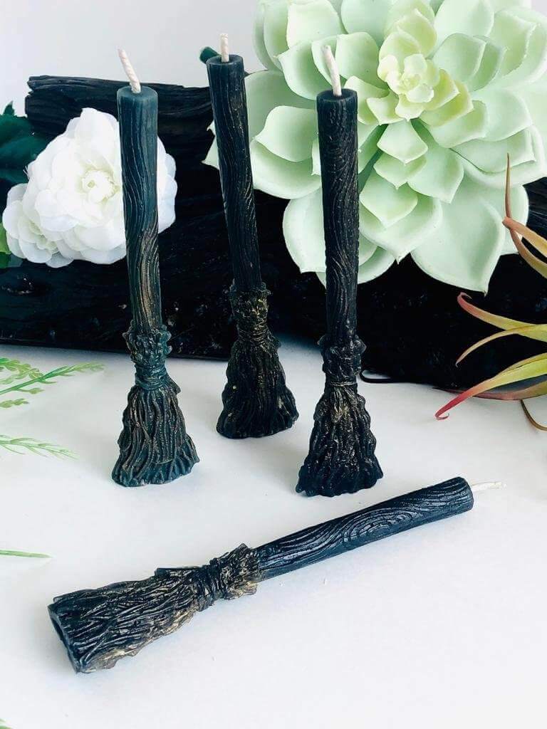 Witch broom beeswax candles