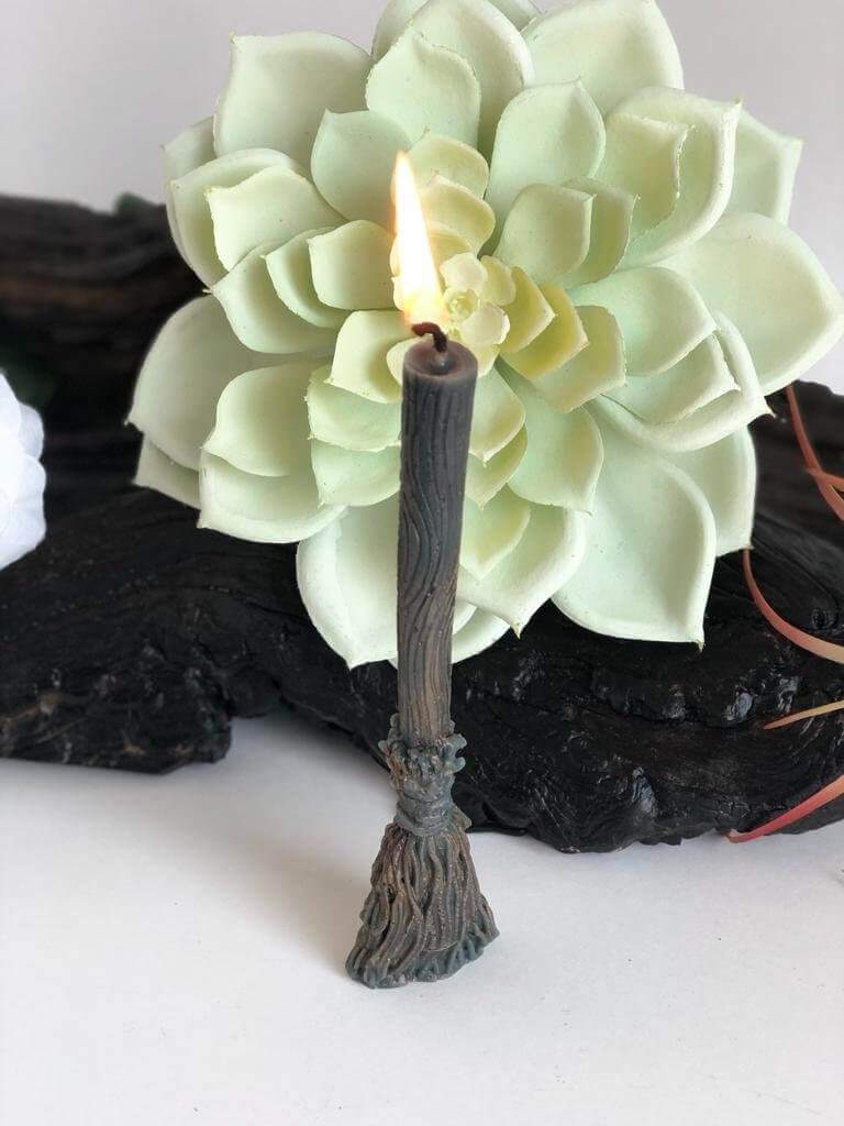 Witch broom beeswax candles